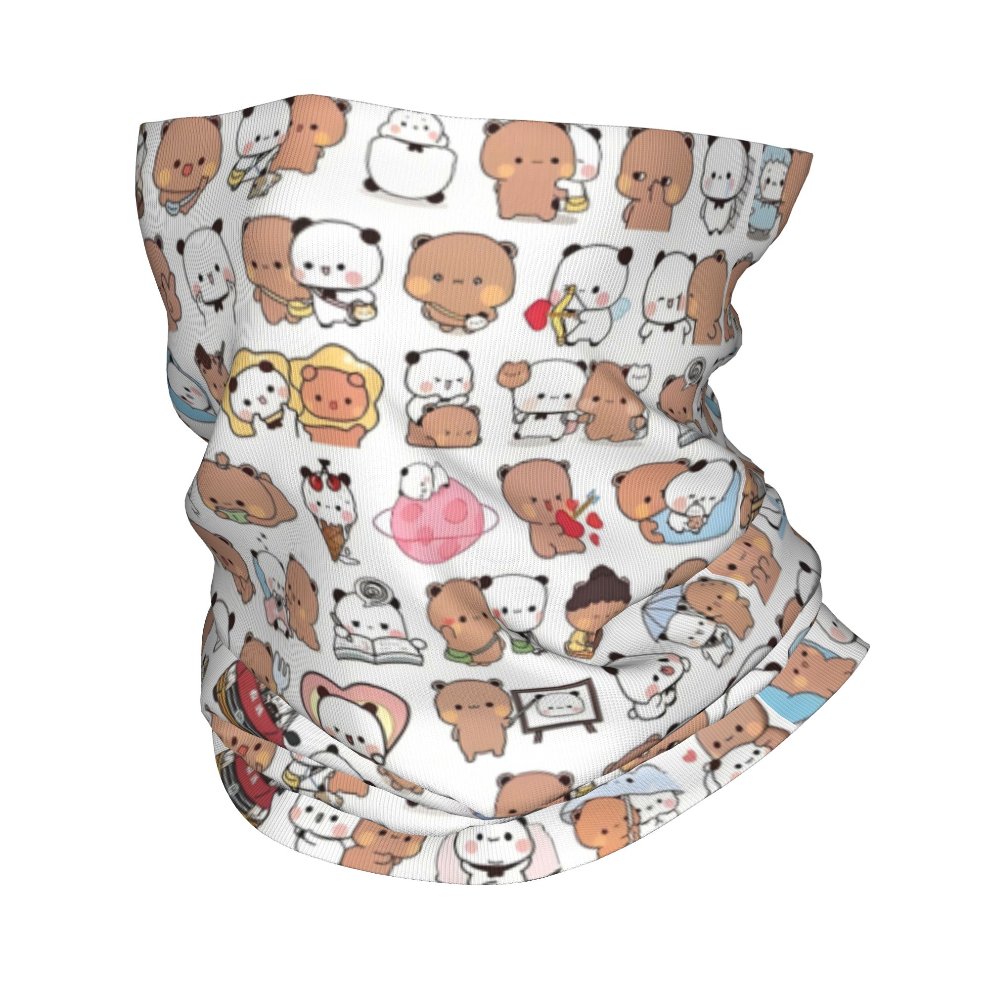 Neck Gaiter Face Cover - Benutzerdefinierte Bär Cartoon Pfirsich und Goma