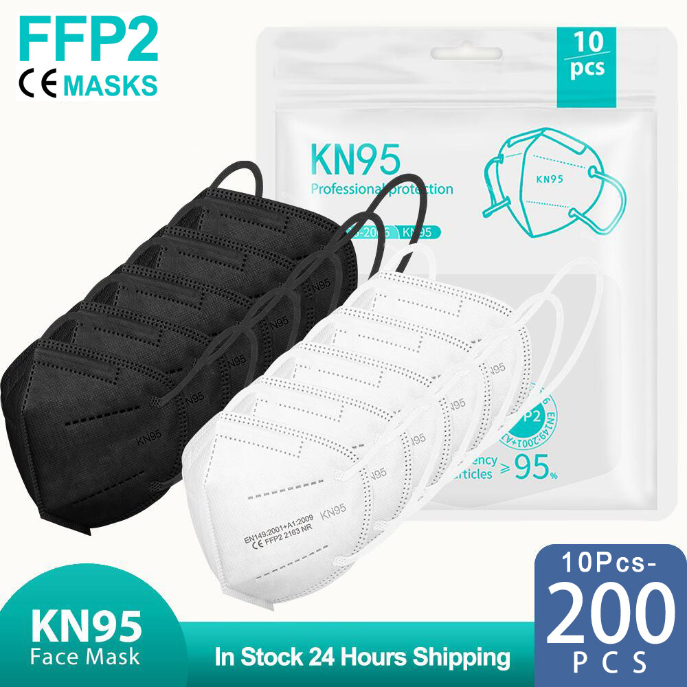 Disposable Surgical Mask - 10-200PCS Mascarillas FPP2 Schwarz KN95 CE-zertifizierte
