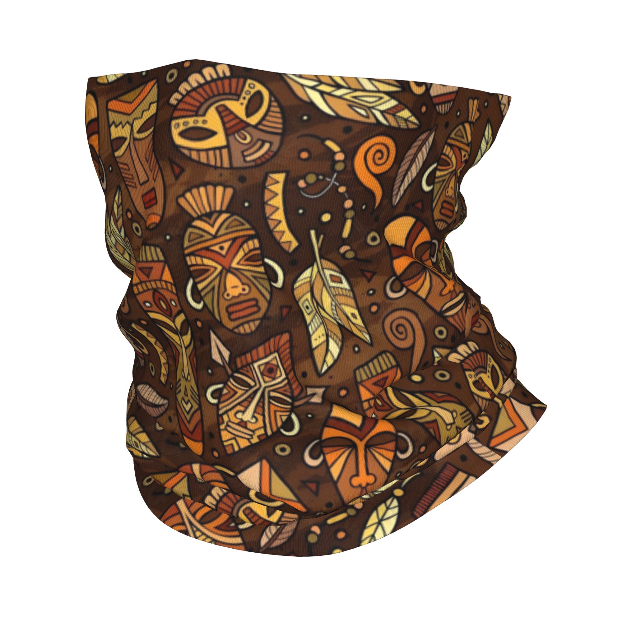 Neck Gaiter Face Cover - Maßgefertigtes Tribal-Masken-Muster Bandana Halswärmer UV-Schutz Gesichtsschal
