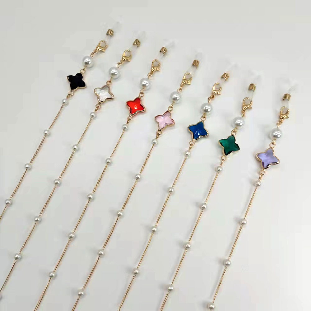 Mask Chain Holder - Frauen Brillen Kette Kunststoff Perle Herz