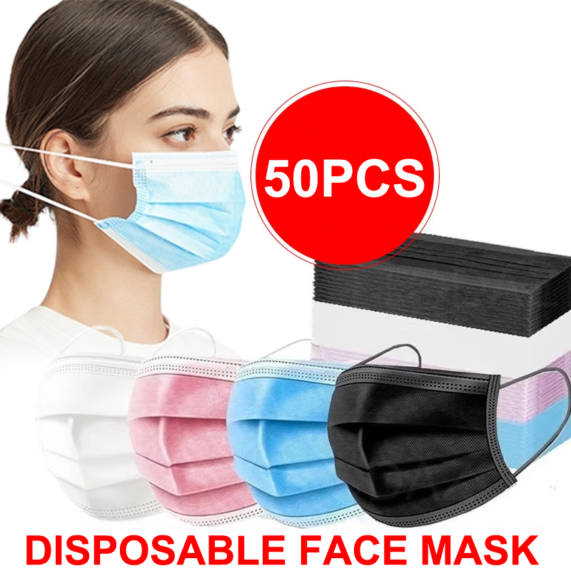 Disposable Mask Blue - 50 Stück 3-lagige Maske Gesichtsmasken Melt