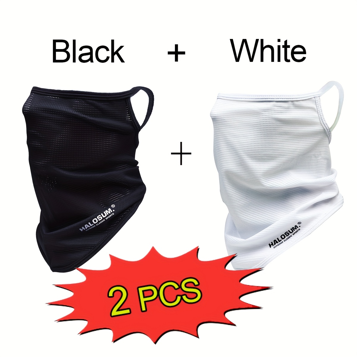 Sports Mask Breathable - 1/2 Stück Eisseide-Gesichtsmaske, atmungsaktives Fahrradvisier, feuchtigkeitsableitend,