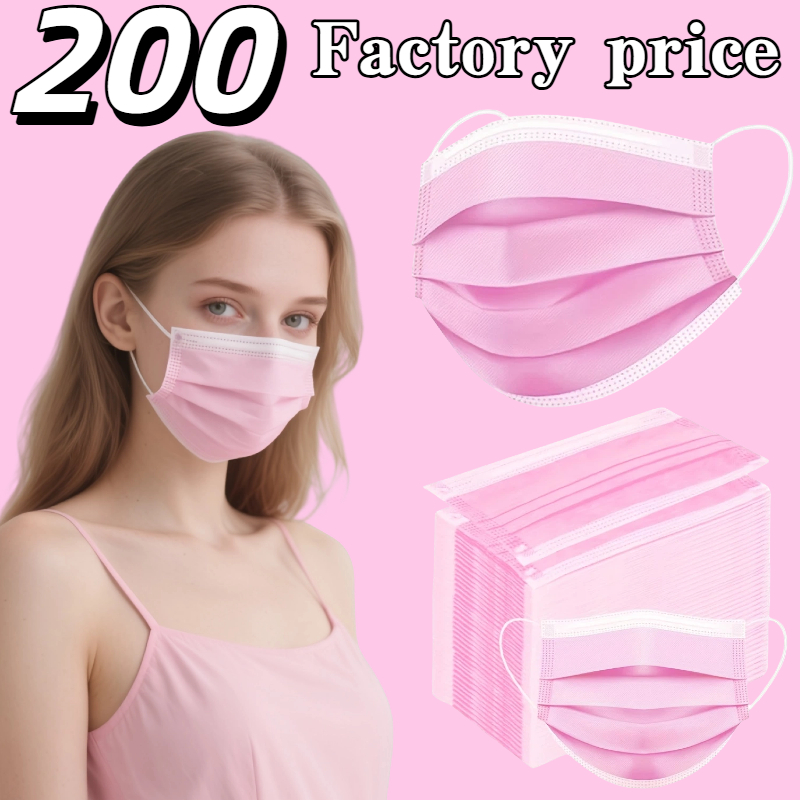 Kids Face Mask - Toller Preis-Leistungs-Verhältnis! Rosa Einwegmasken – 3-lagige,